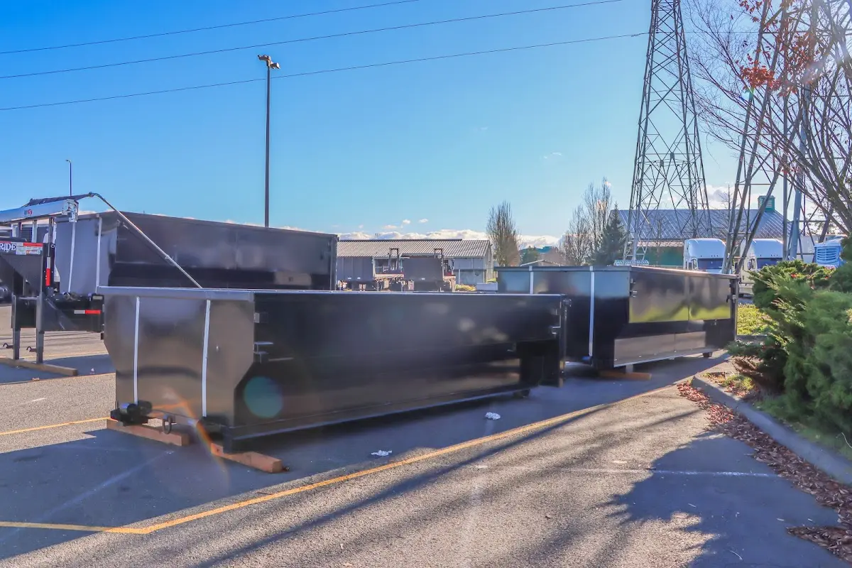 Roll-off dumpster ready for waste disposal at job site for Roofing Dumpster Rental in North Castle